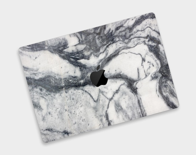 Grey and White Natural Marble MacBook Top Skin & Bottom Skin | Elegant Marble Texture MacBook Pro Decal | Stone Vein MacBook Air Cover