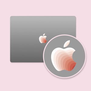 Layered Gradient Apple Logo Sticker for MacBook, iPad, iPhone | Stylish Apple Logo Sticker | White to Pink Transition Apple Logo Sticker