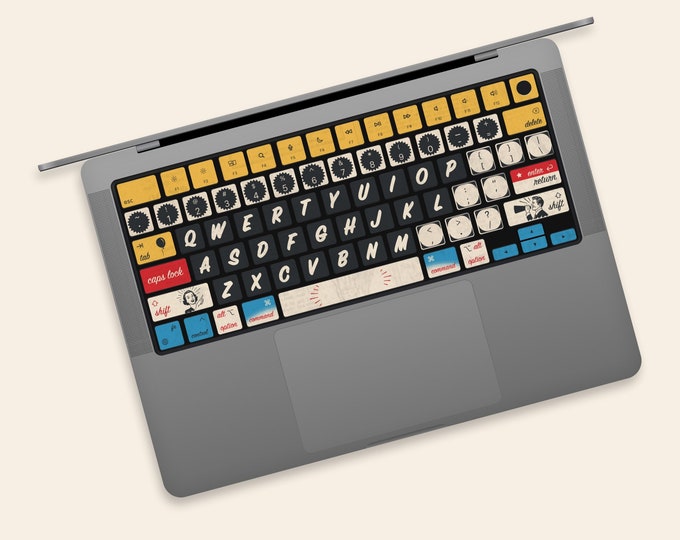 Vintage Typewriter Key Sticker for MacBook Keyboard | Retro Design MacBook Air Keyboard Decal | Old-School Aesthetic MacBook Keyboard Skin