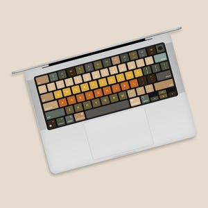 Retro typemachine MacBook-toetsenbord skin | MacBook-sleutelsticker vintage kleuren | Retro keycaps-sticker voor MacBook | Sticker schrijfmachine MacBook