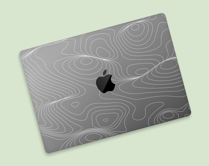 Topographic Map MacBook Clear Skin, Transparent MacBook Air Skin with Elevation Lines, Geography MacBook Pro Transparent Skin