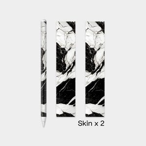 Black and White Marble Apple Pencil Skin | Natural Stone Pattern Apple Pencil Decal | Artistic Marble Swirls iPad Pencil Protective Wrap
