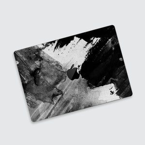 Abstract Ink Flow MacBook Pro Skin | Grayscale Brushwork MacBook Air Decal | Monochromatic Style MacBook Pro Cover | Grayscale Graphics Skin