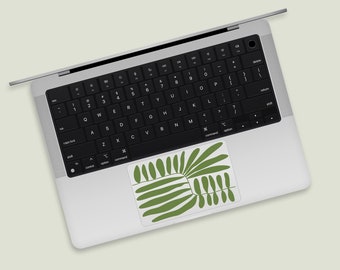 Grünes Blatt Design MacBook Trackpad Klare Hülle | Minimalistischen Stil MacBook Trackpad Klare Haut | Natürlicher ästhetischer MacBook Trackpad Aufkleber