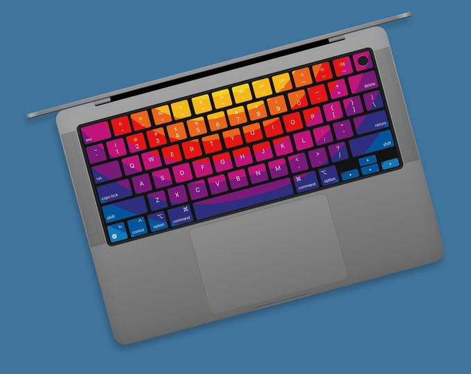 Rainbow Ripple MacBook Keyboard Decal, Vibrant Typing MacBook Keyboard Sticker, Rainbow Spectrum MacBook Keyboard Cover, Multicolor Keyboard