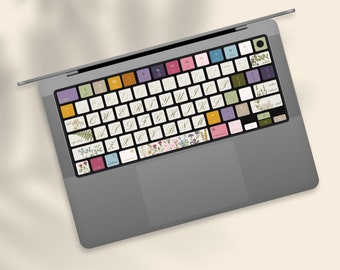 Floral Symphony MacBook Keyboard Stickers, Oil-resistant | Colorful Pattern MacBook Keyboard Decal, Anti-Scratch | MacBook Keyboard Skin