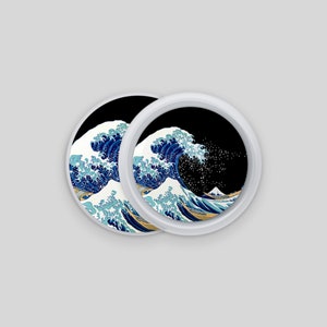 Ukiyo-e Great Wave Apple AirTag Skin, Japanese Classical Art, Durable Protection with Ukiyo-e Design, Dark Theme AirTag Decal, Quick Apply