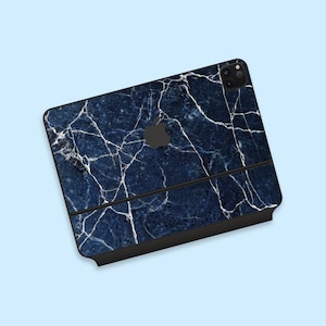 Deep Blue Marble iPad Pro Magic Keyboard Skin | Classic Marble Texture iPad Magic Keyboard Cover | Classic Elegance iPad Magic Keyboard Skin