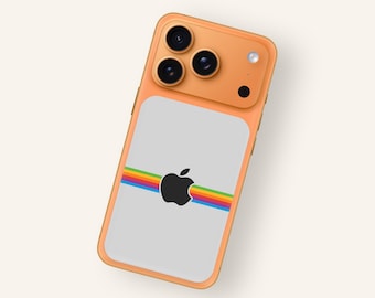 Adesivo posteriore per iPhone 17 Pro con logo Apple arcobaleno retrò – Stile vintage tecnologico