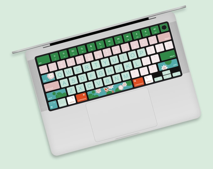 Floral Pattern Individual Keys Decal for MacBook Keyboard | Spring Blossom MacBook Keyboard Skin | Vibrant Petals MacBook Keyboard Stickers