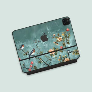 Floral Bird Design iPad Magic Keyboard Skin | Elegant Bird Motif iPad Magic Keyboard Decal |Nature Inspired Skin for Magic Keyboard for iPad