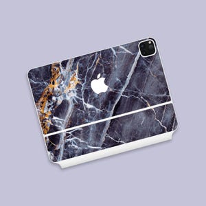 Dark Blue Marble Pattern iPad Magic Keyboard Skin | Artistic Marble Skin for iPad Magic Keyboard | High-End Texture iPad Magic Keyboard Wrap