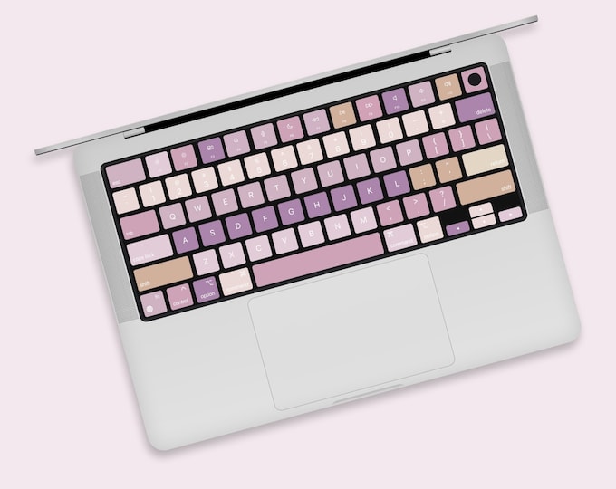 Pink Ombre MacBook Keyboard Sticker | Romantic Gradient Design MacBook Keyboard Decal | Lavender Fade MacBook Keyboard Skin | Apple Stickers