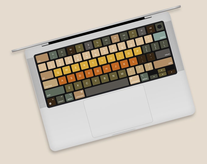 Retro Typewriter MacBook Keyboard Skin | Vintage Colors MacBook Key Decal | Retro Keycaps Sticker for MacBook | MacBook Typewriter Decal