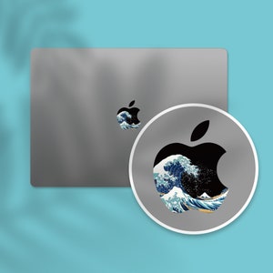 an image of an apple logo with a wave coming out of it