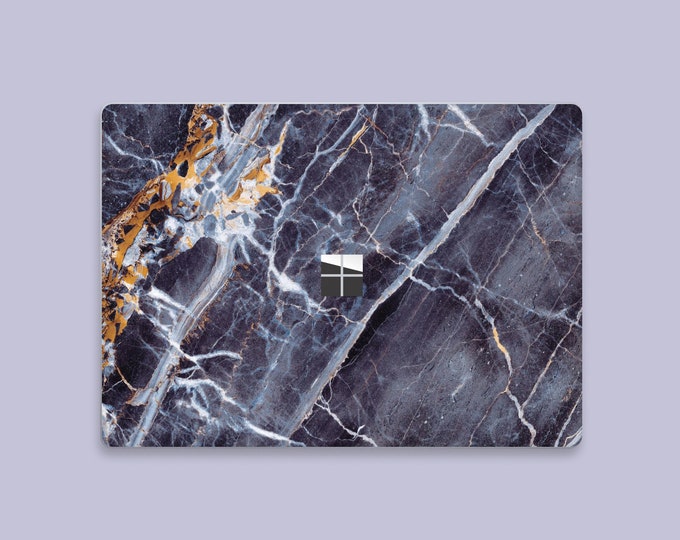 Gilded Purple Marble Surface Book and Surface Laptop Skin | Luxury Marble Surface Laptop Skin | Blue and Gold Elegance Surface Book Decal