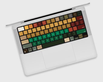 Classic Gradient MacBook Keyboard Skin | Old-Fashioned Typewriter MacBook Keyboard Key Stickers | Retro Colorful Typing Mac Keyboard Sticker