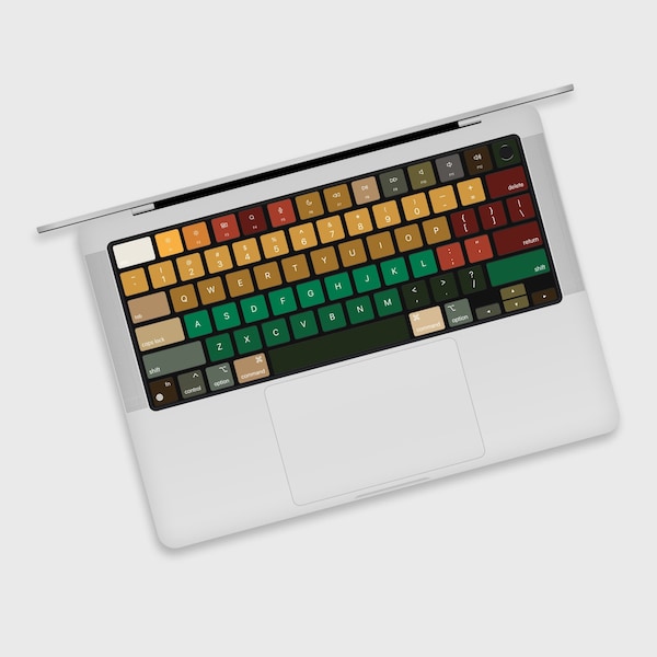 Classic Gradient MacBook Keyboard Skin | Old-Fashioned Typewriter MacBook Keyboard Key Stickers | Retro Colorful Typing Mac Keyboard Sticker