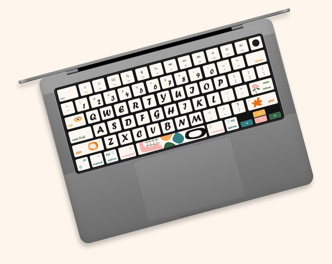 Joyful Icons MacBook Keyboard Skin | Lovely Illustrations MacBook Air Keyboard Stickers | Playful Keys MacBook Pro Keyboard Decal