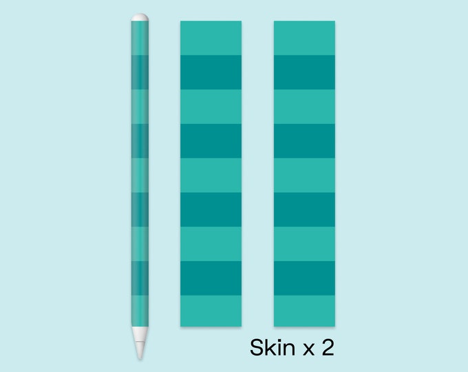 Teal Stripe Apple Pencil Skin | Oceanic Layers Stylus Apple Pencil Wrap | Stylish Teal Pencil Protector | Teal Color Bands Apple Pencil Skin