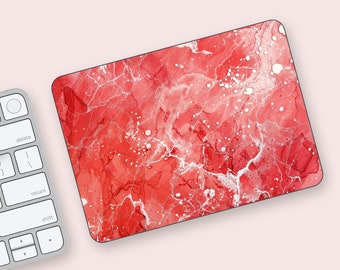 Lebendige Rote Marmor Magic Trackpad Skin | Dynamische Textur Trackpad Aufkleber | Stilvolle Marmor Muster Magic Trackpad Wrap | Chices Büro Accessoire