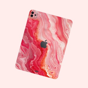 Fluid Aesthetic with Dynamic Visual Effect iPad Skin | Red Marble Texture iPad Skin | Lava-like Texture iPad Pro Cover | Red iPad Accessory