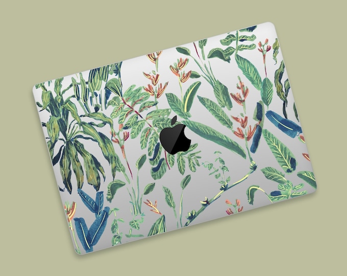 Jungle Foliage MacBook Clear Protective Skin | Watercolor Plants MacBook Transparent Skin | Nature's Art MacBook Air Protective Skin