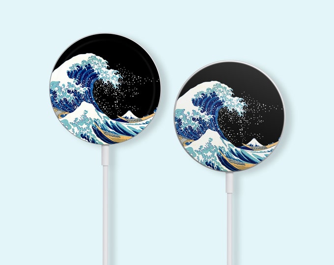 The Great Wave off Kanagawa iPhone MagSafe Charger Skin | Hokusai Wave Ukiyo-e Surf MagSafe Decal | iPhone Wireless Charging Japanese Art