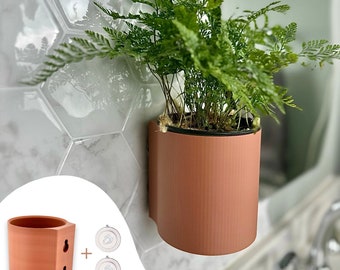 The original Suction Planter: Terracotta | Hangs on tile, window, drywall, fridge, etc. | Self-watering and aerating | Holds 4" nursery pot