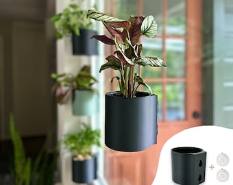 The original Suction Planter: Matte Black | Hangs on tile, window, drywall, fridge, etc. | Self-watering and aerating | Holds 4" nursery pot