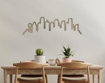 Skyline di Dallas stampato in 3D / Paesaggio urbano moderno del Texas / Decorazione urbana minimalista