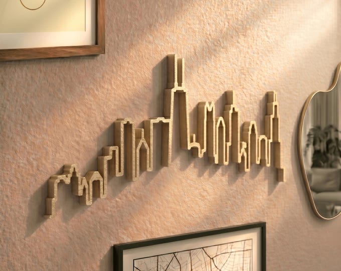 3D Printed Chicago Skyline Wall Art | Modern Cityscape Decor | Minimalist Urban Home Accent
