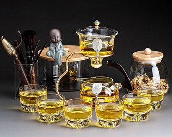 Glass Kung Fu Tea Set Creative Magnetic Tea Making Artifact | Automatic Tea Set | Afternoon Tea Set | Customized Tea Set