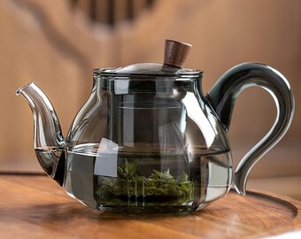 Tetera de vidrio / Juego de té con filtro resistente a altas temperaturas / Juego de té Kung Fu / Tetera con separación de agua del té / Tetera de flores / Juego de té para fiesta de té