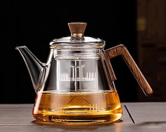 Glass teapot | High temperature resistant glass steaming teapot | Thickened glass kettle | Integrated steaming teapot