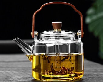 Glass teapot | Glass teapot | Thickened high temperature resistant kettle | Lift kettle | Steaming teapot | Flower teapot
