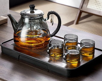 High temperature resistant glass teapot | Lift teapot | Glass tea set | Tea party tea set | Afternoon tea tea set | Customized tea set