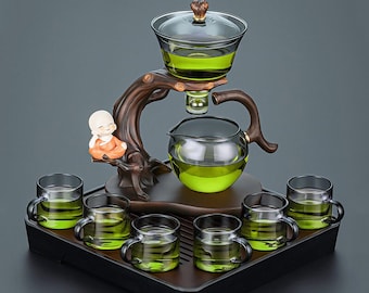 Creative magnetic glass Kung Fu tea set | Tea making tool for lazy people | Automatic tea making device | Tea party tea set