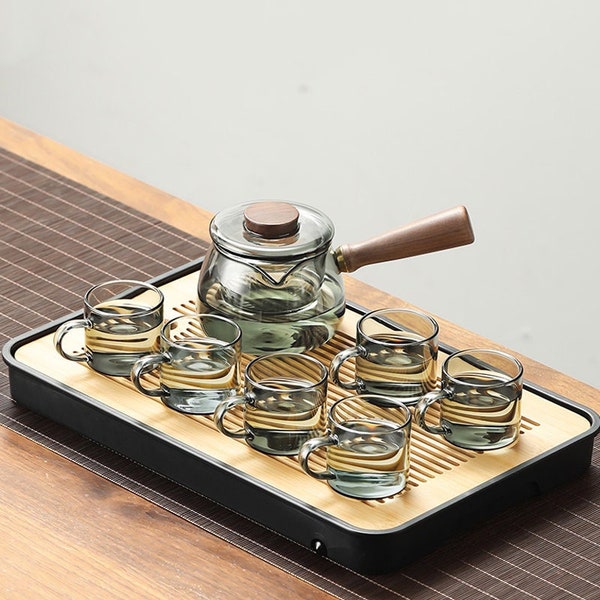 Glass tea set teapot | Kung Fu tea set | Side handle teapot | High temperature resistant glass tea set | Tea party tea set