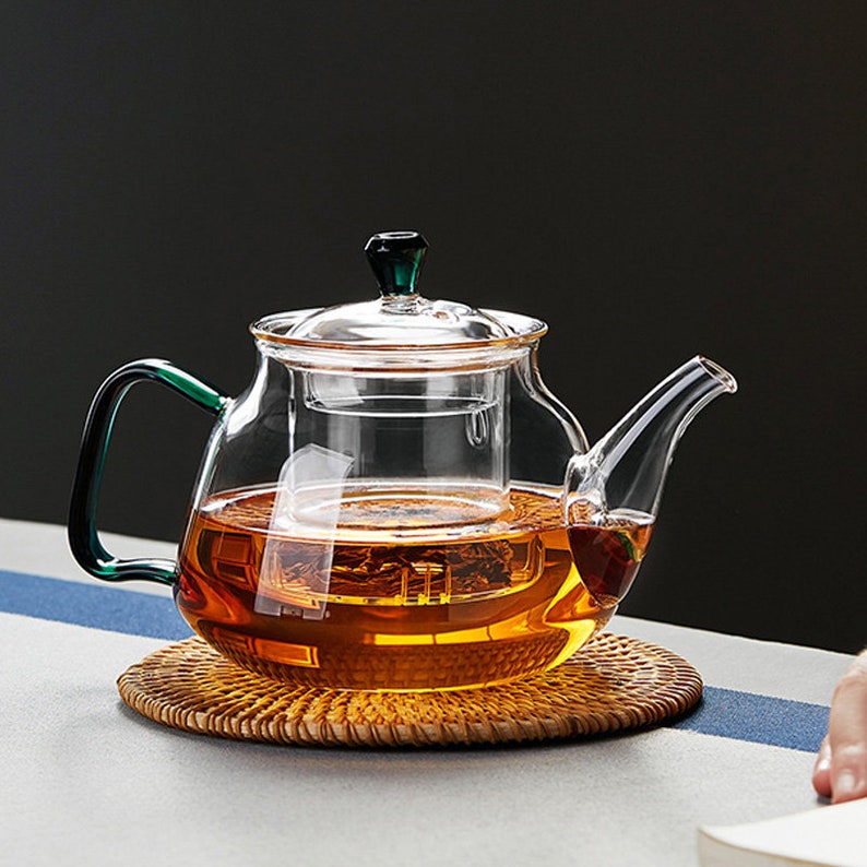 Glass teapot High temperature resistant tea kettle Electric ceramic stove kettle Filter flower teapot Tea set Tea party tea set image 2