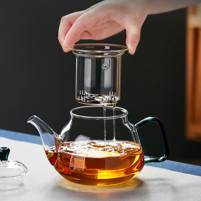 Glass teapot High temperature resistant tea kettle Electric ceramic stove kettle Filter flower teapot Tea set Tea party tea set image 6