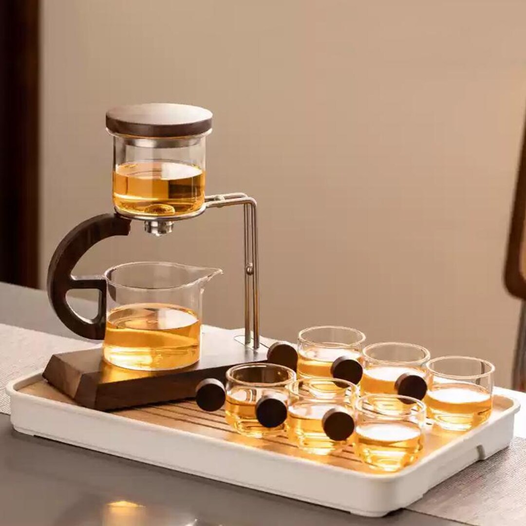 Transparent Glass Automatic Tea Set Creative Magnetic Teapot Kung Fu ...