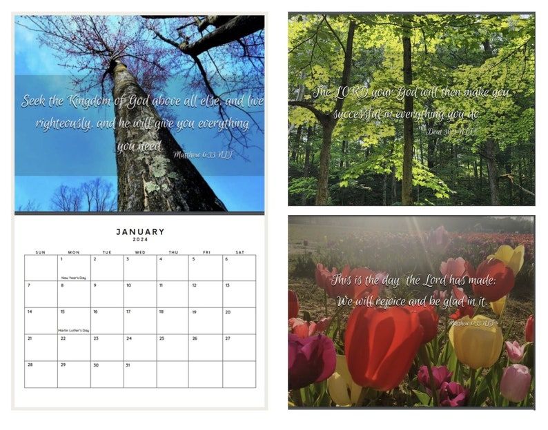2024 Wall Scripture Photograph Landscape Calendar Bible Verse ...