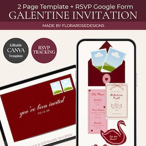 Editable Valentine's Invitation Website Template, Galentine's, RSVP (Digital Download)