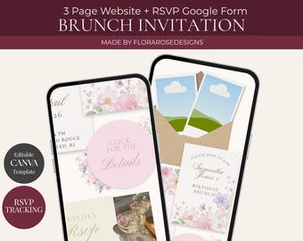 Brunch Invitation Interactive Website | Editable Template | Canva