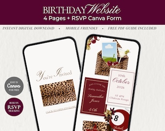 Aged Like a Fine Wine Birthday Invitation | Editable Canva Template (Digital Download)
