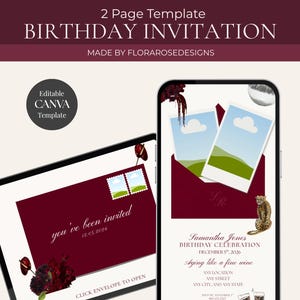 Aging Like a Fine Wine Birthday Invitation: Canva Digital Template (Digital Download)