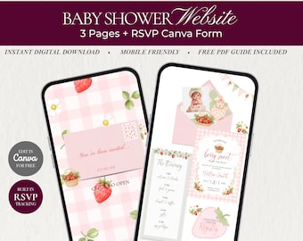 A Berry Sweet Baby Is On The Way | Baby Shower Website | Editable Canva