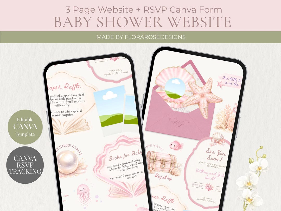 Sea You Soon Baby Shower Website | Editable Canva | Digital Download - Etsy
