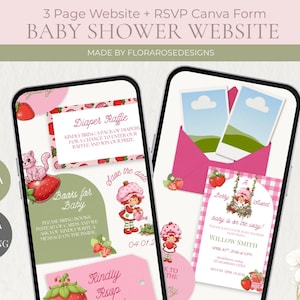 A Berry Sweet Baby Is On The Way | Baby Shower Website | Editable Canva